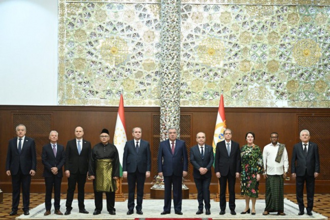 PRESIDENT OF THE REPUBLIC OF TAJIKISTAN HONORABLE EMOMALI RAHMON RECEIVES CREDENTIALS OF NEWLY APPOINTED AMBASSADORS OF FOREIGN COUNTRIES